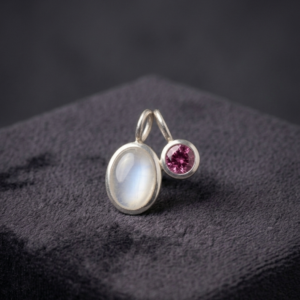White moonstone & Purple spinel pendant