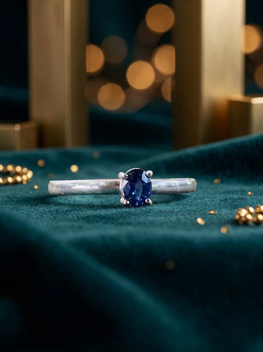 Blue Sapphire Bezel Ring