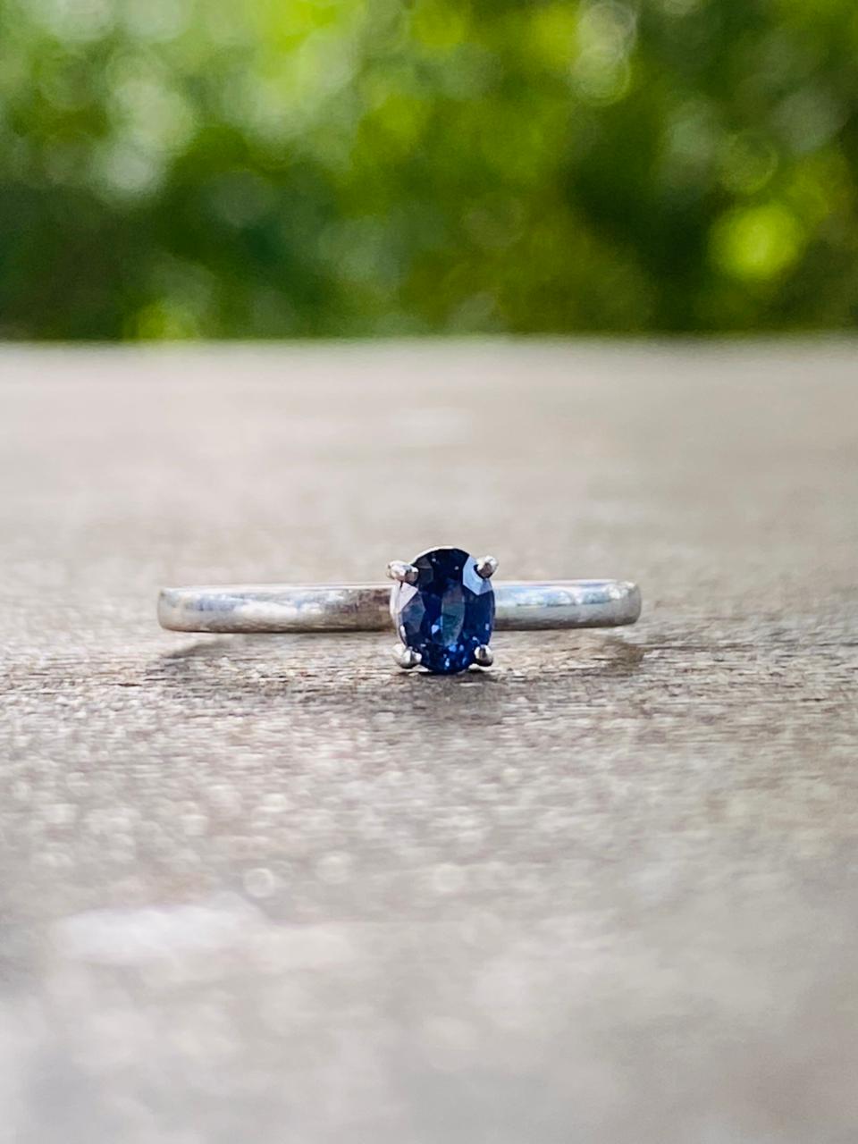 Blue Sapphire Bezel Ring - Image 2